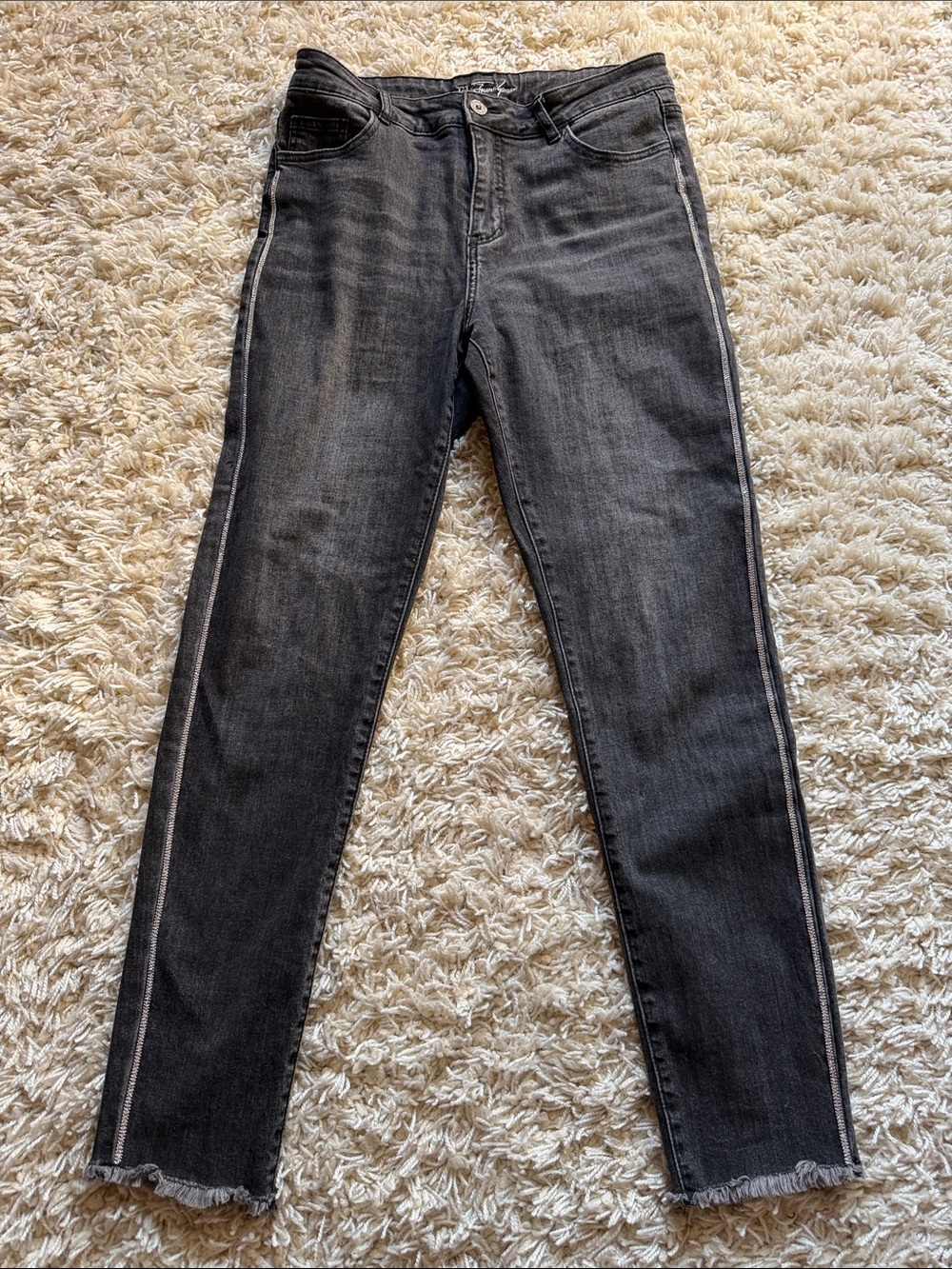 Frank Lyman Black Skinny Jeans with Side Bling Stripe